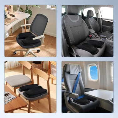 Подушка для спини та сидіння Egret з Memory Foam для офісного крісла та автокрісла – підтримка попереку, зняття болю, корекція постави, регульовані ремені, чорний колір