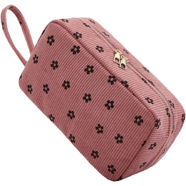 Косметичка жіноча з корду, туристична, для подорожей, зелена (квітковий принт)