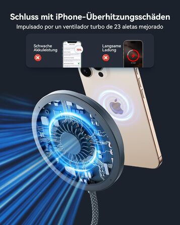 Бездротова зарядка INIU Neo для iPhone 16/15/14 з MagSafe, 15W, швидка зарядка, ефективне охолодження