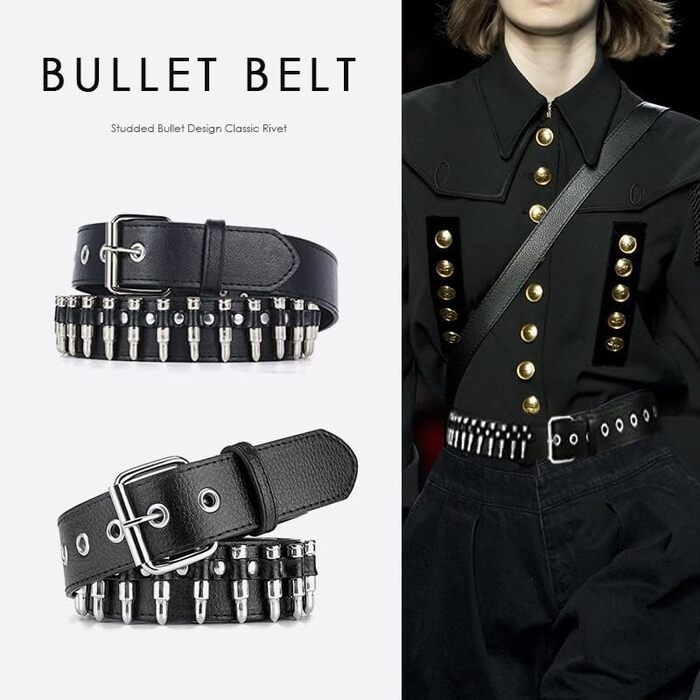 Металевий ремінь з пірсингом у стилі панк-рок для жінок та чоловіків