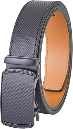 Чоловічий шкіряний ремінь VRLEGEND з автоматичною застібкою (ратинг) без дірок для ділового костюма, регульований розмір, з подарунковою коробкою, чорний