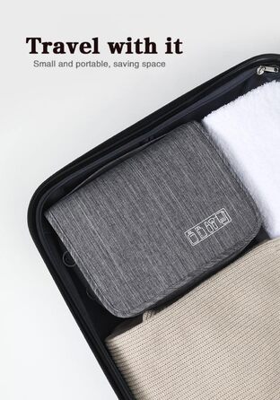 Сумка для подорожей з організацією, сіра. З металевим гачком для підвішування.