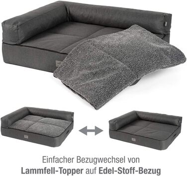 JAMAXX Преміум диван для собак 4-в-1 - ортопедичний диван з Memory Visco піною, знімні подушки, екстра-товста підкладка, змінний чохол, пральний, PDB3015 (L) 110x80x10 ECO антрацит 95*70*10 (L) Eco антрацит