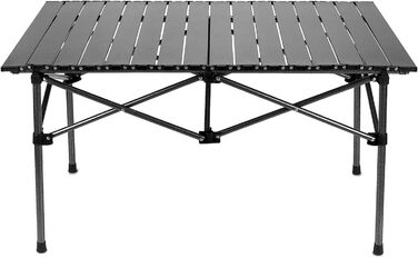 Складний стіл QWORK® для кемпінгу, подорожей, пікніка 95x55x50 см, чорний