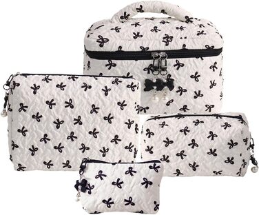 Набір косметичок з квітами для дівчат, дамські культбагелі, степкова косметичка для макіяжу, бавовняний набір культбагелів, косметичка з бантиком, естетичний стиль Clean Girl