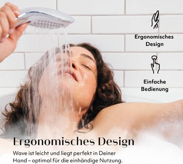 Душова насадка Womanizer Wave 2-в-1 з інтимною стимуляцією, 3 режими водяного струменя, багатофункціональний масажер для жінок, біла