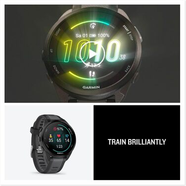 Garmin Forerunner 165 (43 мм) - Розумний годинник для бігу, AMOLED, 11 днів роботи, 25+ спортивних функцій, рекомендації тренувань, здоров'я, чорний