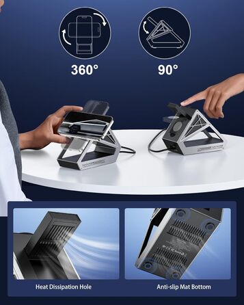 Зарядний пристрій NANAMI 3-в-1 MagSafe: для iPhone 17, 15, 14, 13, 12, Apple Watch, AirPods. Чорний, 15W, Qi2, MagSafe