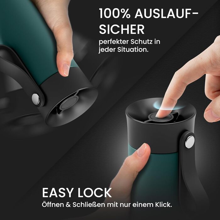 Термокружка для кави To-Go з нержавіючої сталі 360 мл - термокружка з подвійними стінками, без BPA, витримує 4 години гарячим та 8 годин холодним, ізольована вакуумна кружка для напоїв, подорожей, кави, чаю | Темно-блакитний колір, поворотний замок 360°