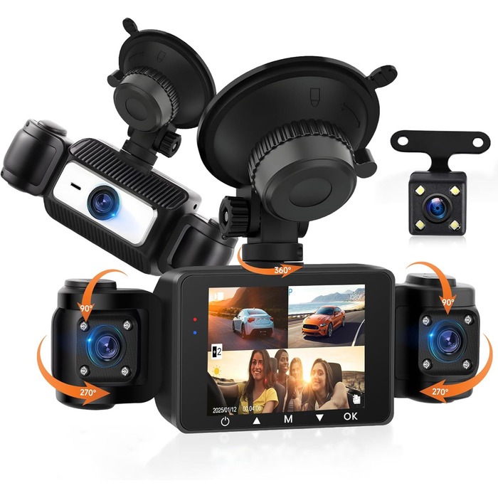 Автомобільна відеореєстратор (Dashcam) 4 Канали 360° з 4 камерами FHD 1080P (передня, задня, ліва, права), 2.4