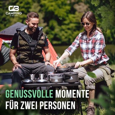 Набір посуду для кемпінгу - кухонний набір для 2 осіб з алюмінію та нержавіючої сталі