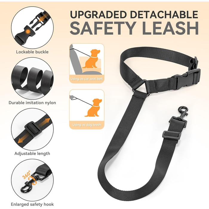 PETSFIT Автокрісло для собак, підняте на 12.5 см, для собак до 12 кг, чорний колір, знімний плюшевий чохол, безпечне кріплення