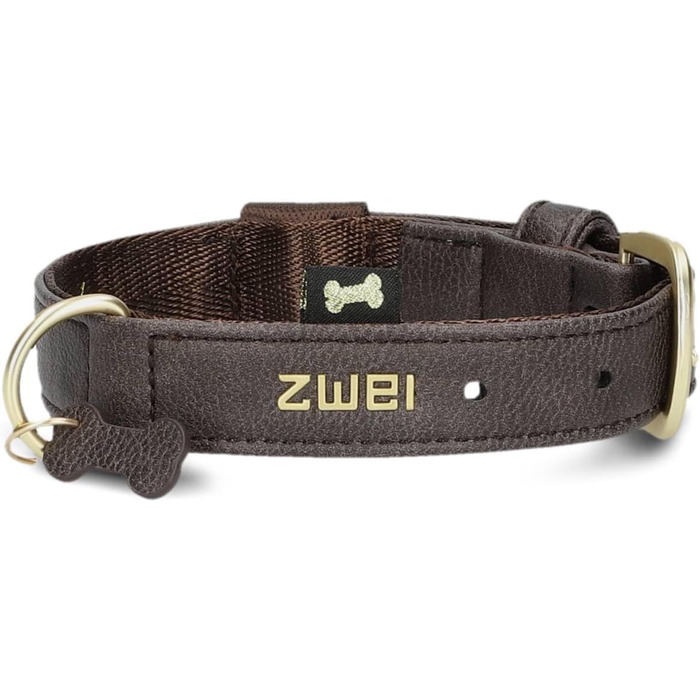 Нашийник для собак ZWEI Leo LE10 з якісної штучної шкіри, регульований, для собак малих та середніх порід, обхват шиї 28-38 см, шоколадний колір