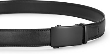 Чоловічий шкіряний ремінь на пряжці, ширина 35 мм, чорний, 125 см, підходить для об'єму талії 92-107 см. Ідеально для костюма, бізнесу та джинсів.