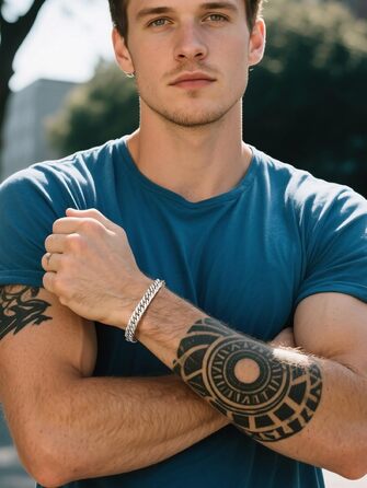 Чоловічий браслет Richsteel з нержавіючої сталі сріблястого/золотого/чорного кольору, ширина 8/12/17 мм, довжина 19/21/23 см, кубинський ланцюг, подарункова коробка. (23 см, 8 мм, срібло)