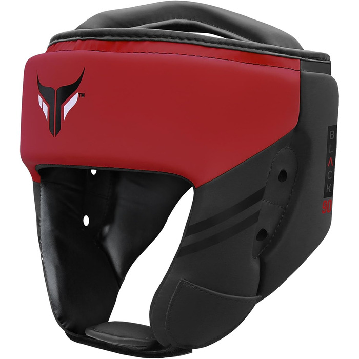 Mytra Fusion Headgear Boxing Headguard with Adjustable Strap - MMA, Muay Thai, Sparring, Karate - Black/Red