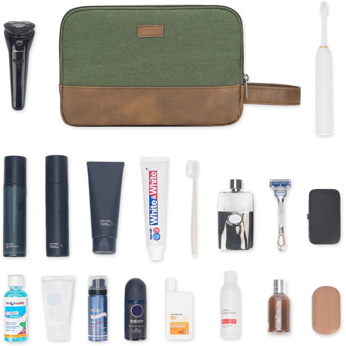 Чоловіча дорожня косметичка WANDF з канвасу, водонепроникна, зелена