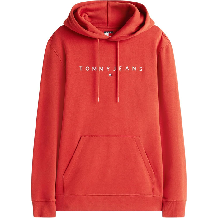 Чоловічий худі Tommy Jeans Linear Logo з капюшоном, червоний (Terracotta Red), розмір XL