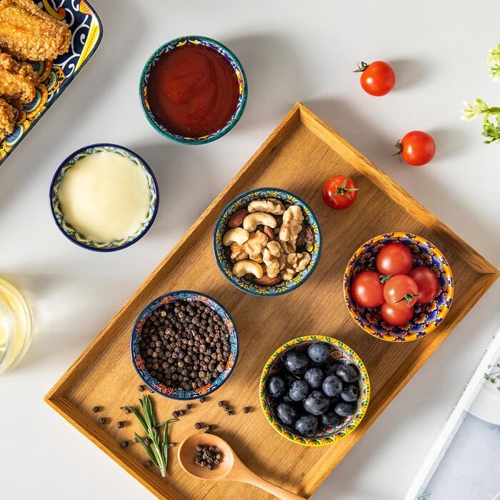 Набір кавових чашок Vancasso SIMI 6 шт. з блюдцями, 240 мл - кавові чашки з кольорового фарфору, посуд для 6 осіб, сумісні з мікрохвильовою піччю, богемський стиль