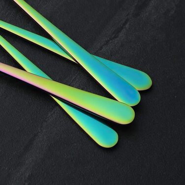 Набір ложок для лате AOOSY 8 шт., 22.7 см, нержавіюча сталь, довга ручка, для кави, коктейлів, десертів, айс-ті, 8 шт. сріблястого кольору (4 шт. кольорові)