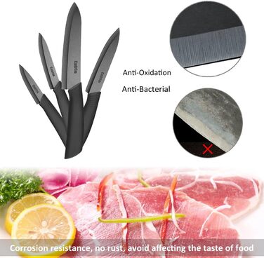 Набір керамічних ножів Cadrim (5 шт.): кухонні, для овочів, м'яса, з захистом леза | Чорний