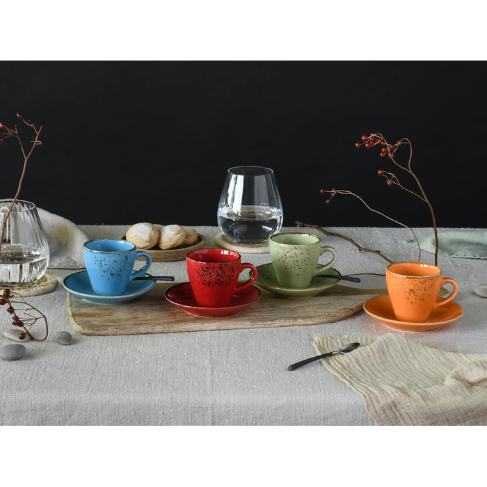 Набір посуду CreaTable Serie Nature Collection 8 предметів для 4 осіб, кавовий сервіз з кераміки, для капучино та еспресо, придатний для мийки в посудомийній машині та мікрохвильової печі
