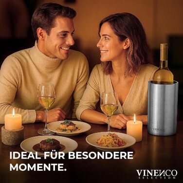 Охолоджувач для вина Vinenco з нержавіючої сталі, для шампанського та секту, з подвійними стінками, ізольований | Охолоджувач для винних пляшок, білого вина, аксесуар для вина, подарунковий набір для чоловіків та жінок