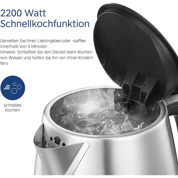 Midea 1.7L Stainless Steel Electric Kettle - Fast Boil, LED Display, 360° Base, BPA-Free