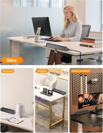 Мережевий адаптер Passus 5-фазний з 2 USB-C (PD 30W), захист від перенапруги, індивідуальне вмикання, 10-в-1, кабель 2м, чорний