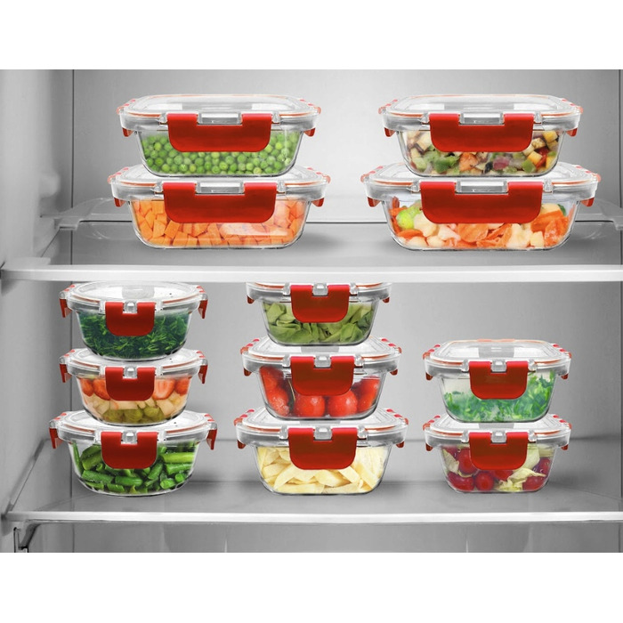 Набір скляних контейнерів для їжі Nutrichef, 24 шт., без BPA