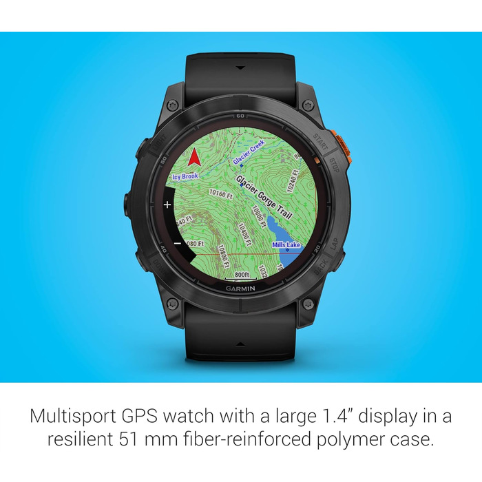 Розумний годинник Garmin fēnix 7X Pro Solar з GPS, сонячною зарядкою та ліхтариком, 51 мм, чорний ремінець, сірий корпус