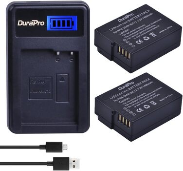 Акумулятор DuraPro 2шт. 1400mAh DMW-BLC12 для Panasonic Lumix FZ1000, FZ200, FZ300, FZ330, G5, G6, G7 + LCD-USB-зарядний пристрій