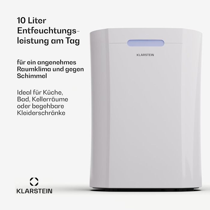 Klarstein AeroDry Smart 12l: Електричний осушувач повітря з WiFi, LED дисплеєм та фільтром вугілля (12л/день, 18м²)
