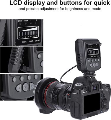 VBESTLIFE FC-100 LED-кільцеве світло для фотостудії, універсальне, 5000K, 7 рівнів регулювання, адаптери 40.5-77 мм