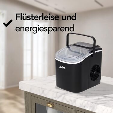 1.3L Countertop Ice Maker - Self-Cleaning - 12kg/24lbs - Makes 9 Cubes Every 6 Minutes - Black