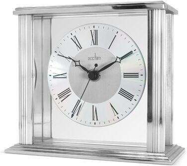 Acctim Hamilton Table Clock, Metal Glass Aluminum, Silver, 13.7 x 15.5 x 6.8