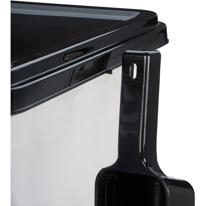 Коробки для корму для собак Relaxdays 2 шт., 10L та 30L, з кришкою, роликами, лопаткою, прозорі/чорні