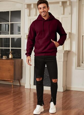 Чоловіча тепла зимова толстовка-худі JMIERR з капюшоном та кишенями, бавовняний свитшот на шнурку, червоний, розмір M