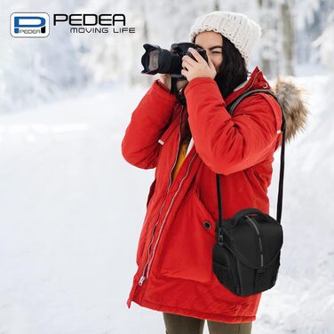 Чохол для DSLR-камери PEDEA Essex: водонепроникний, з ремінцем та відділеннями для аксесуарів, чорний/сірий, розмір L