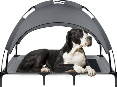 Лежанка для собак з балдахіном, XL, 122 x 92 x 102 см - водонепроникна, з дихаючим матеріалом, для відпочинку на вулиці та кемпінгу