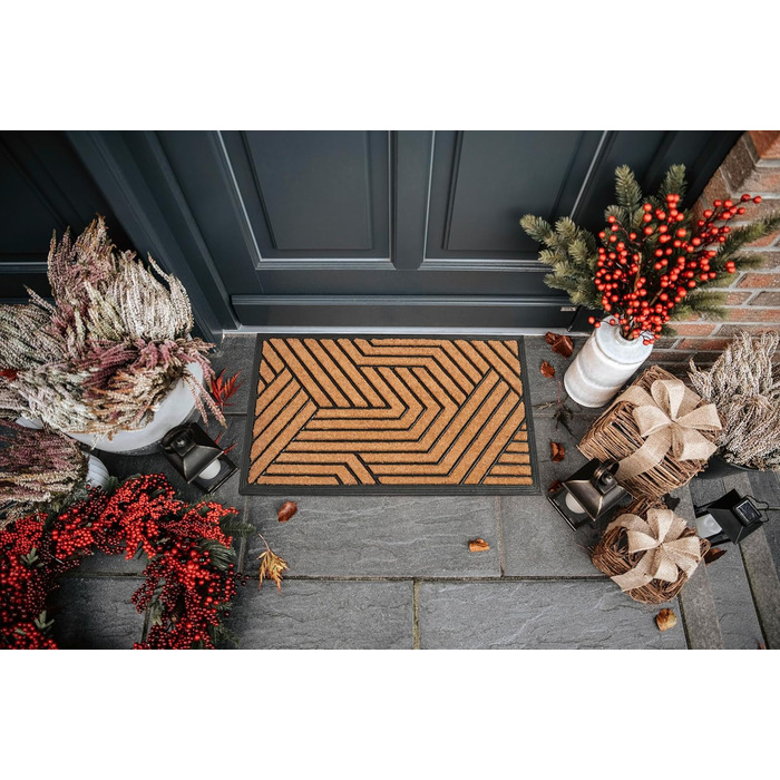 Килимок Hanse Home кокосовий для дому та вулиці 45x75 см (Лабіринт) - вологостійкий, антиковзкий килимок для входу, тераси