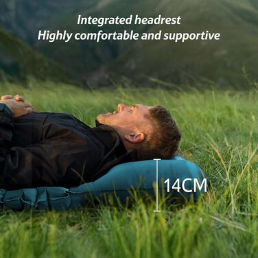 Килимок для кемпінгу Naturehike, ультралегкий надувний, з інтегрованим насосом, для велосипедних походів та наметів, синій, одинарний