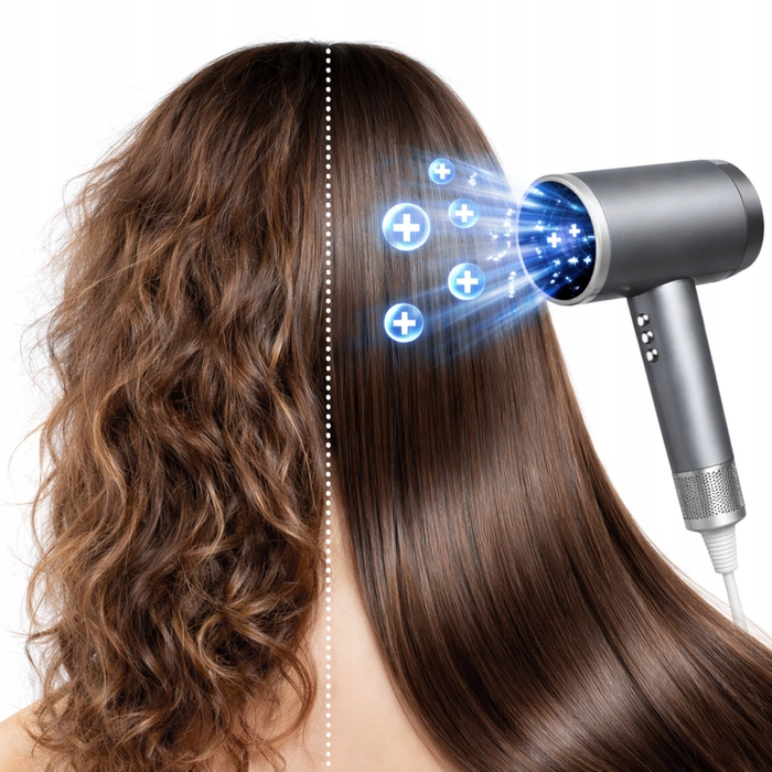 Професійний фен для волосся Dryer 6в1, 1600 Вт, з іонізацією та дифузором, сріблястий