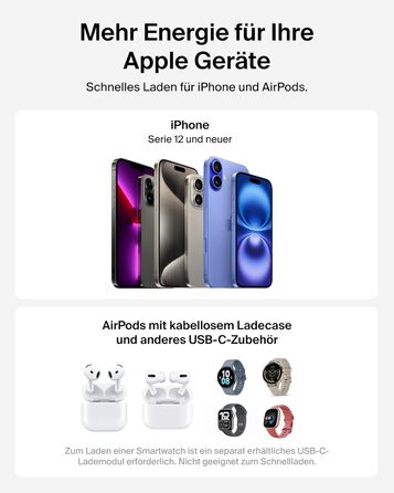 Belkin UltraCharge Qi 2.2 Зарядна станція 2-в-1 25W MagSafe сумісна, бездротова зарядка для iPhone 17, iPhone Air, AirPods, Pixel – Чорний
