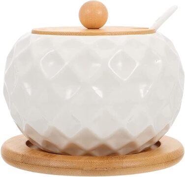 Керамичні банки для спецій, цукру та солі з бамбуковими кришками та ложками - набір для кухні