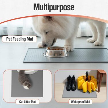 Килимок для годування собак та котів Conlun, нековзний, 100% водонепроникний, з піднятим бортиком, для запобігання розливу, придатний для миття в посудомийній машині (Taupe, 60 x 40 см)