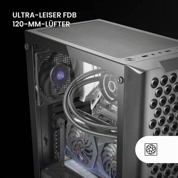 Ігровий корпус Mars Gaming MC-iPRO ATX, 3D-Mesh передня панель, загартоване скло, 120мм FDB вентилятор, підтримка рідкого охолодження, чорний