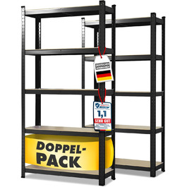OfficeMarshal Heavy-Duty Shelving Unit - Black (150 x 75 x 30 cm)