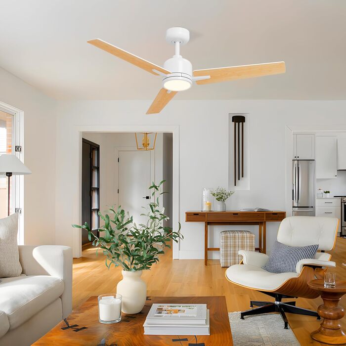 Deckenventilлятор Newday з підсвіткою та пультом керування, 122 см, дерев'яний, з DC мотором, для спальні/вітальні