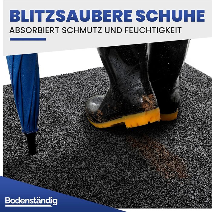 Килимок для входу Mibao SoftStep Luxus 60x90 см - чорний, антиковзкий, вологопоглинаючий, для дому та коридору, машинне прання